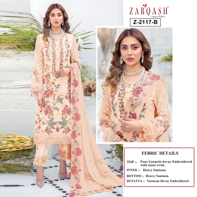 Zarqash Tazima Fox Georgette Heavy Embroidered Pakistani Style Party Wear Salwar Suits