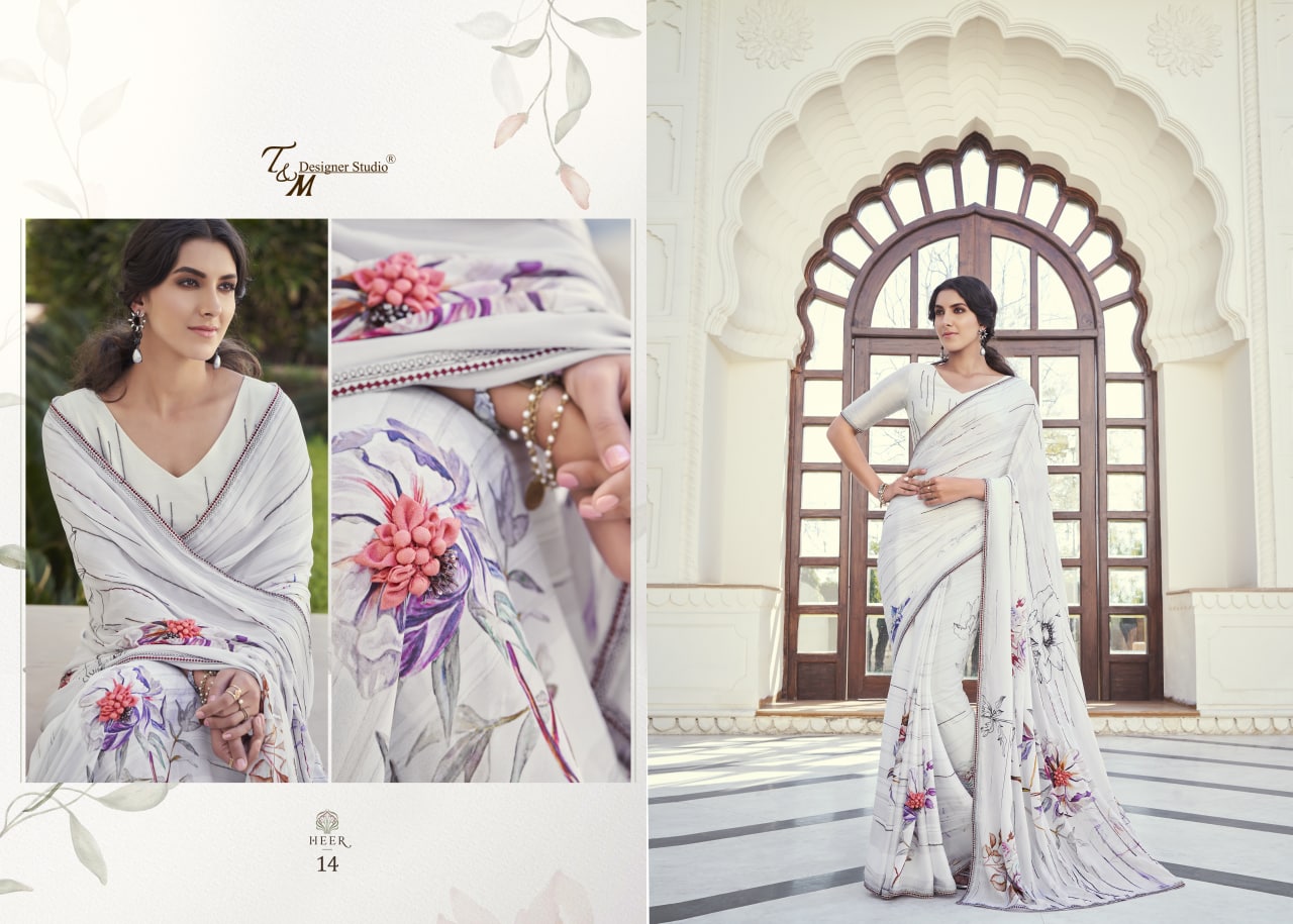 T And M Designer Launch By Meera Fancy Embroidery Work Exclusive Designer Casual Wear Saree