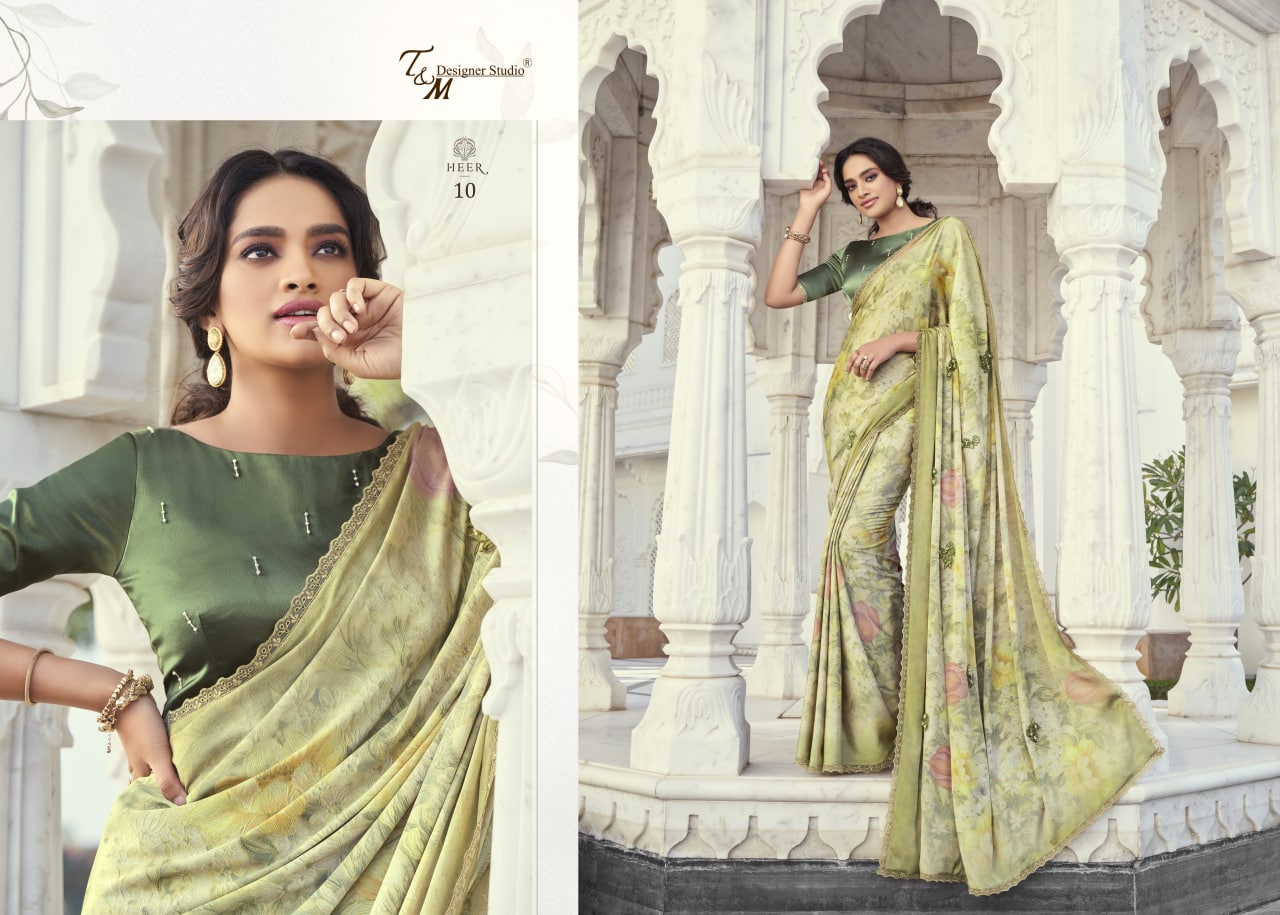 T And M Designer Launch By Meera Fancy Embroidery Work Exclusive Designer Casual Wear Saree