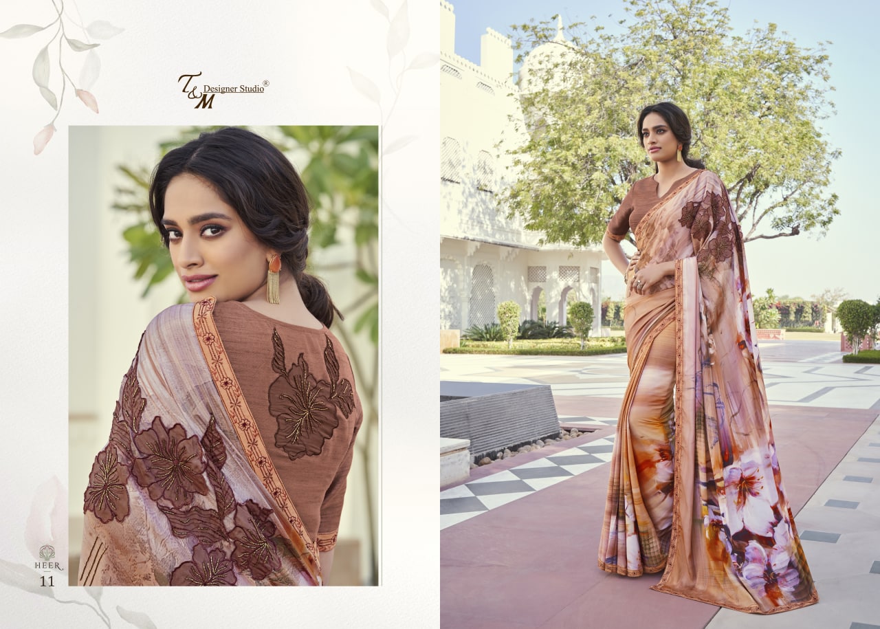 T And M Designer Launch By Meera Fancy Embroidery Work Exclusive Designer Casual Wear Saree