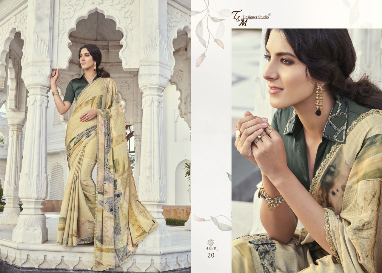 T And M Designer Launch By Meera Fancy Embroidery Work Exclusive Designer Casual Wear Saree