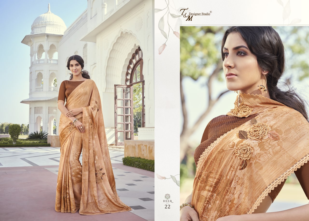 T And M Designer Launch By Meera Fancy Embroidery Work Exclusive Designer Casual Wear Saree