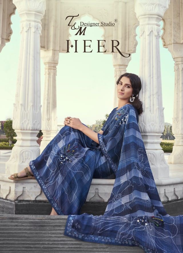 T And M Designer Launch By Meera Fancy Embroidery Work Exclusive Designer Casual Wear Saree