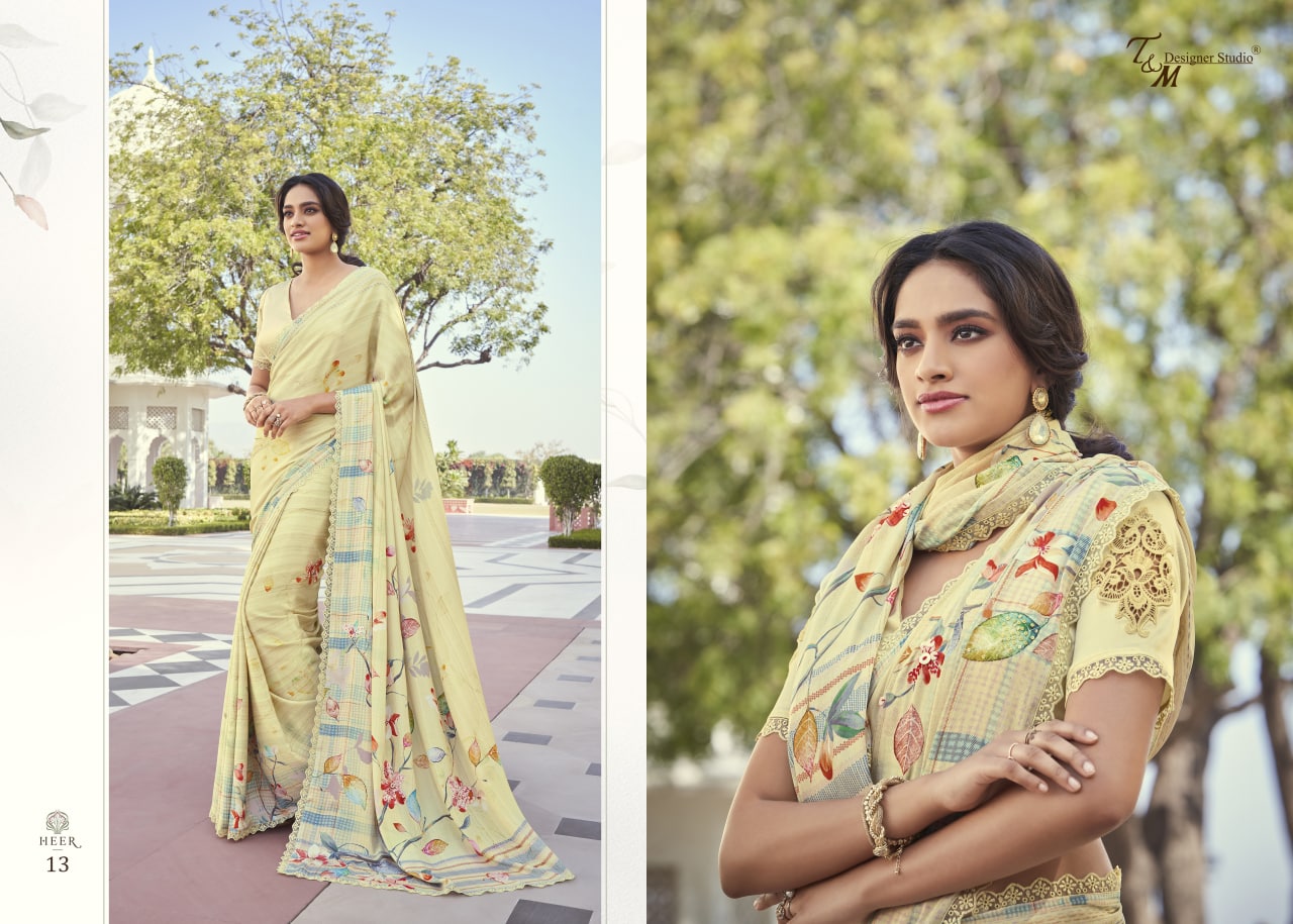 T And M Designer Launch By Meera Fancy Embroidery Work Exclusive Designer Casual Wear Saree