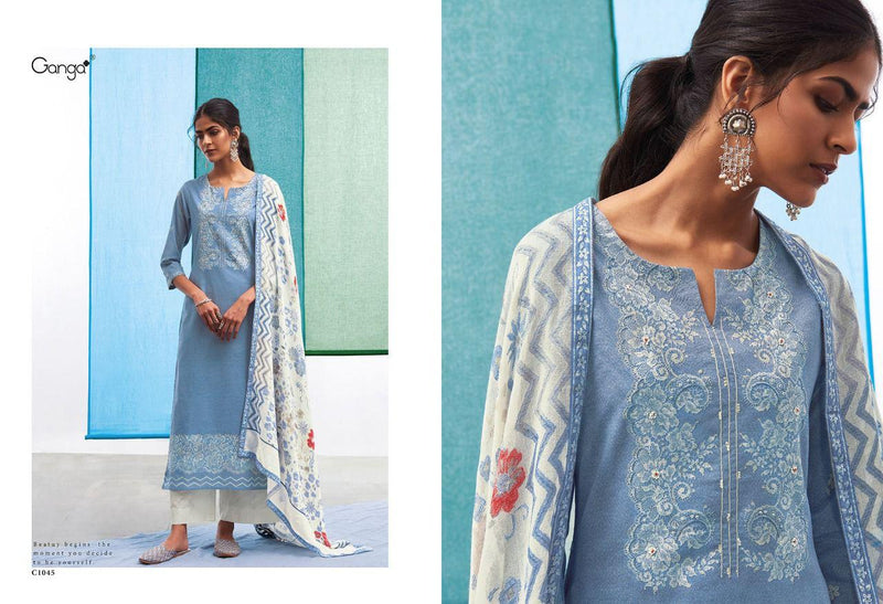 Ganga The Mood Cotton Printed With Embroidery Hand Work Party Wear Salwar Suits