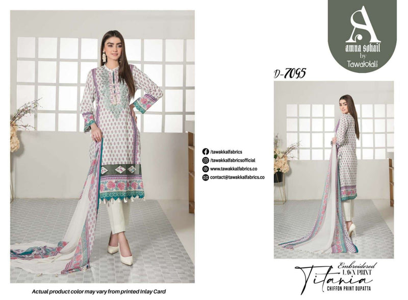 Tawakkal Fabrics Titania Lawn Cotton Embroidered Pakistani Style Festive Wear Salwar Suits