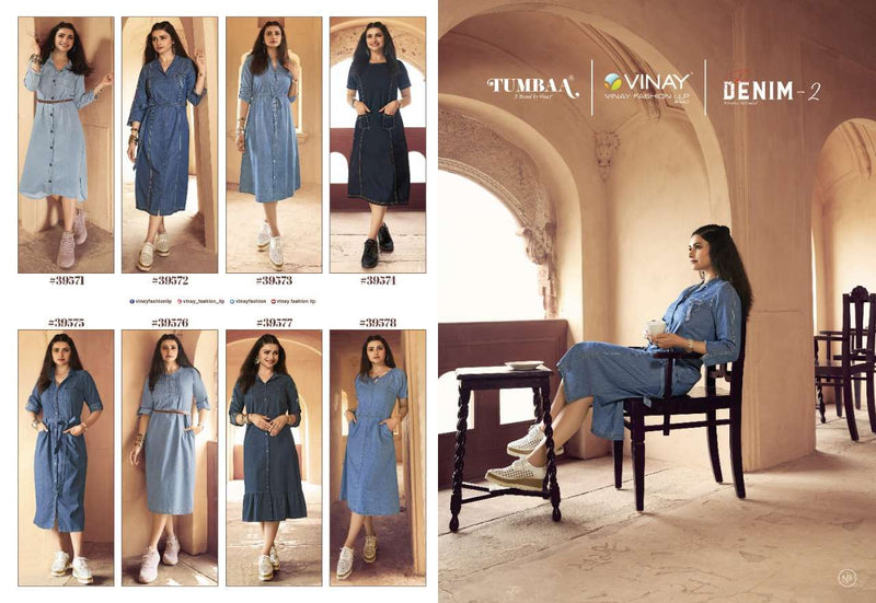 Vinay Fashion Tumbaa Denim Vol 2 Pure Denim Fancy Stylish Western  Wear Kurtis