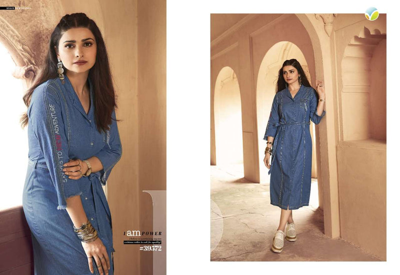 Vinay Fashion Tumbaa Denim Vol 2 Pure Denim Fancy Stylish Western  Wear Kurtis