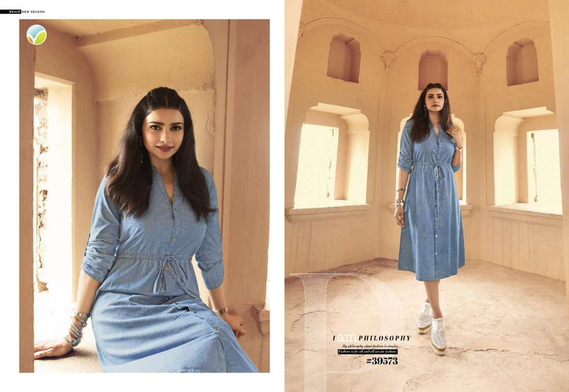 Vinay Fashion Tumbaa Denim Vol 2 Pure Denim Fancy Stylish Western  Wear Kurtis