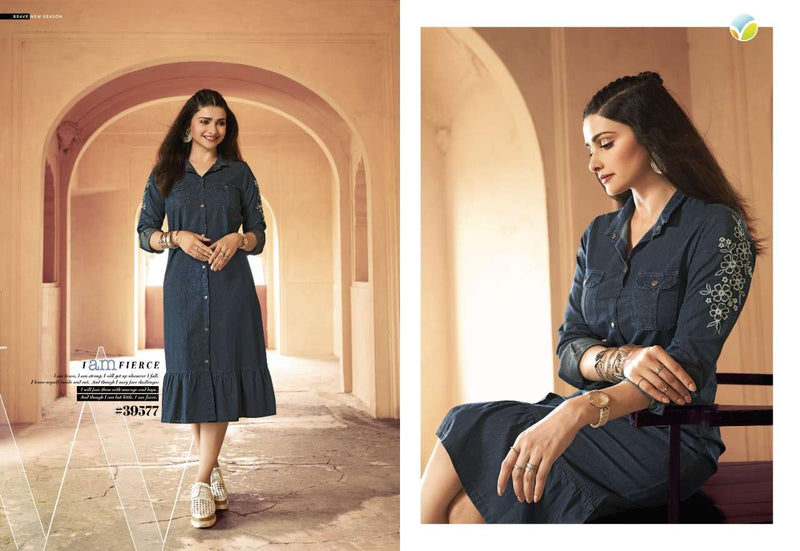 Vinay Fashion Tumbaa Denim Vol 2 Pure Denim Fancy Stylish Western  Wear Kurtis