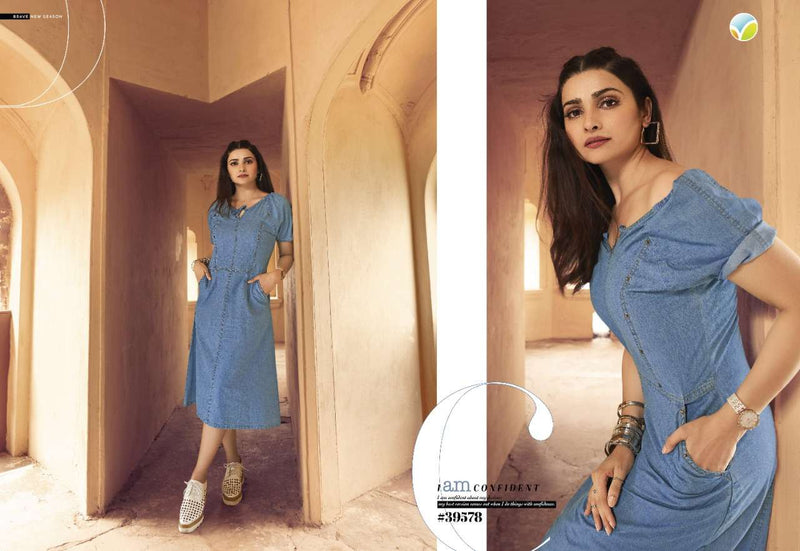 Vinay Fashion Tumbaa Denim Vol 2 Pure Denim Fancy Stylish Western  Wear Kurtis