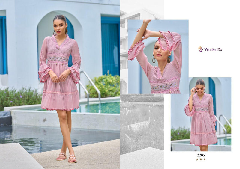 Vamika Tunic Vol 1 Georgette With Heavy Fancy Work Stylish Designer Party Wear Shorts Kurti