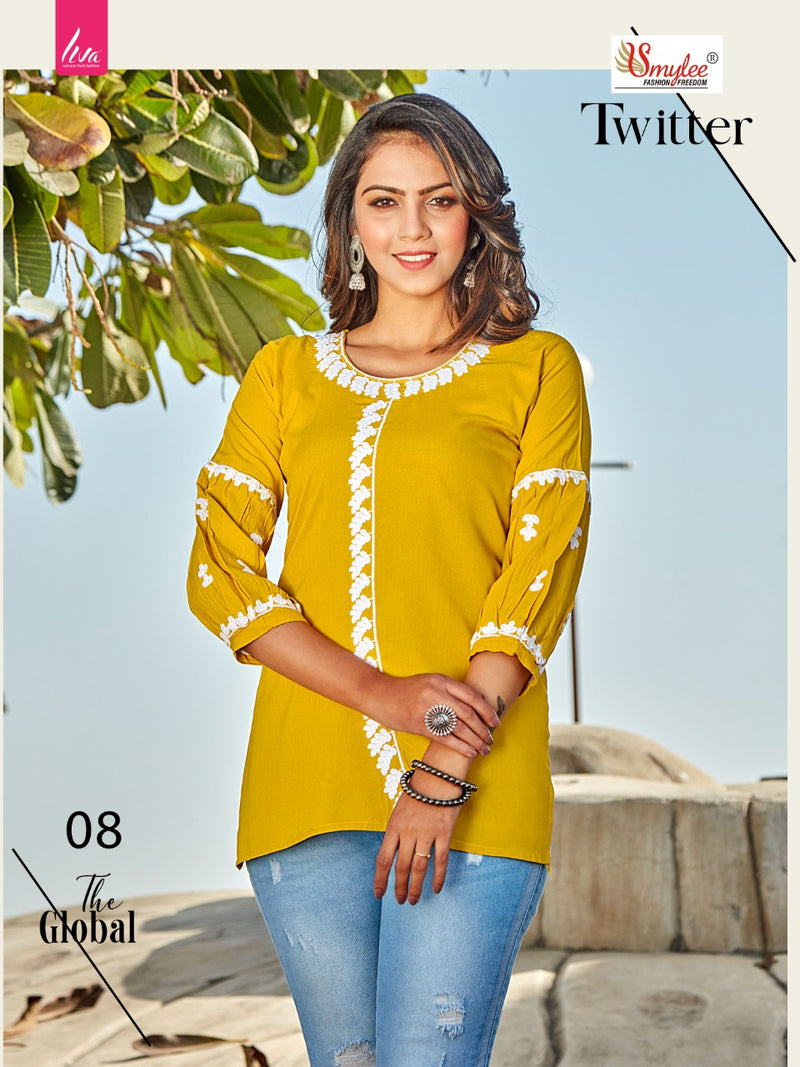 Smylee Fashion Twitter Rayon Fancy Top Style Casual Wear Kurtis