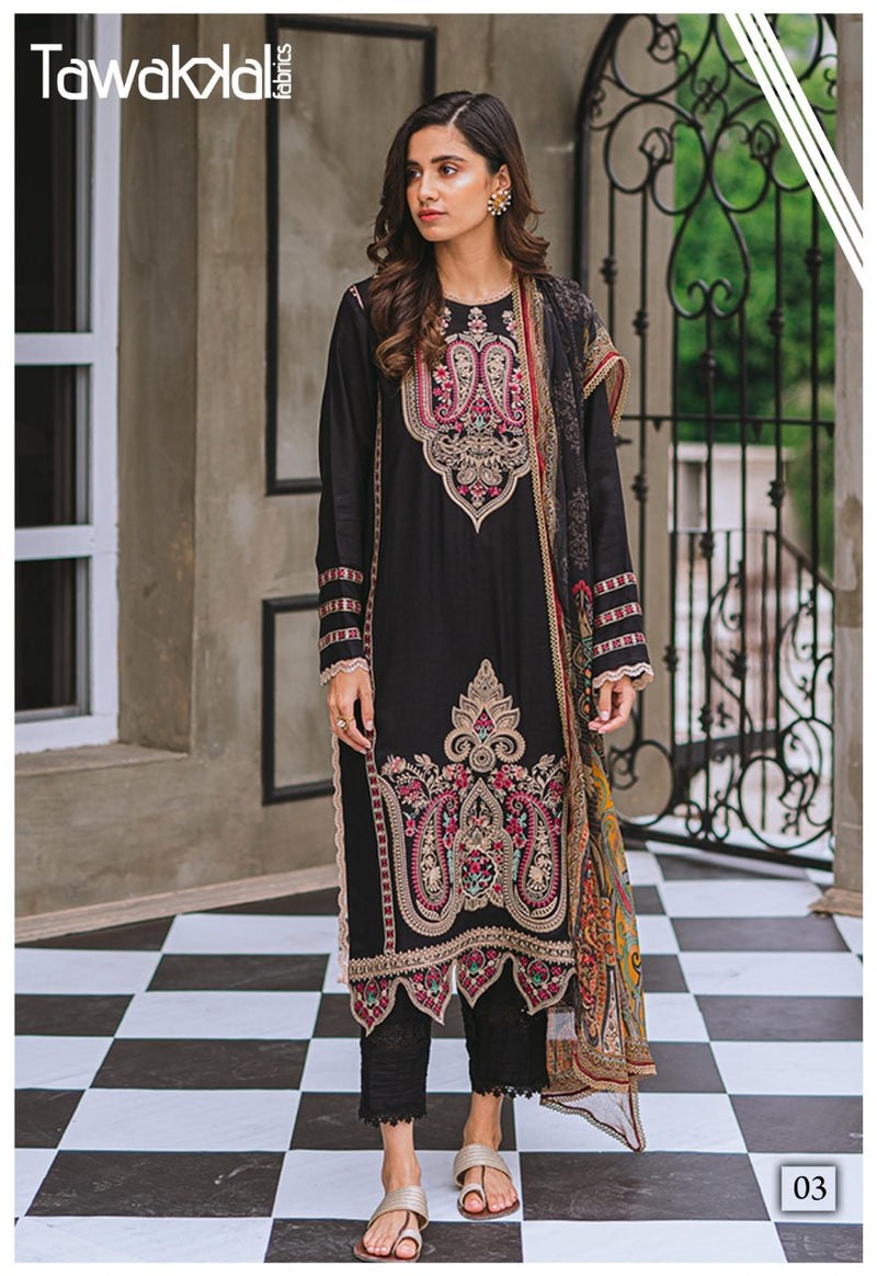 Tawakkal Fabrics Zaafira Luxury Cotton Collection Lawn Casual Wear Salwar Suit