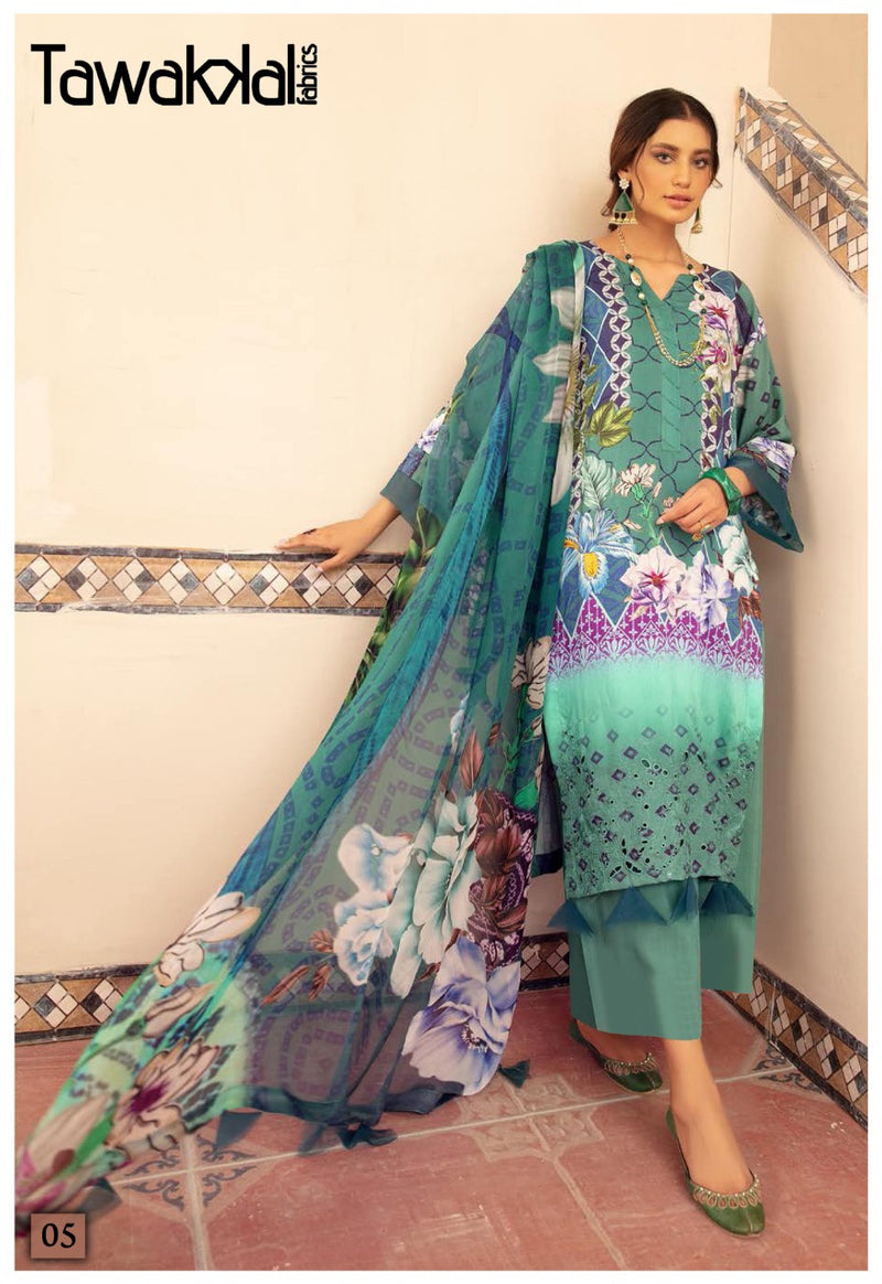 Tawakkal Fabrics Zaafira Luxury Cotton Collection Lawn Casual Wear Salwar Suit