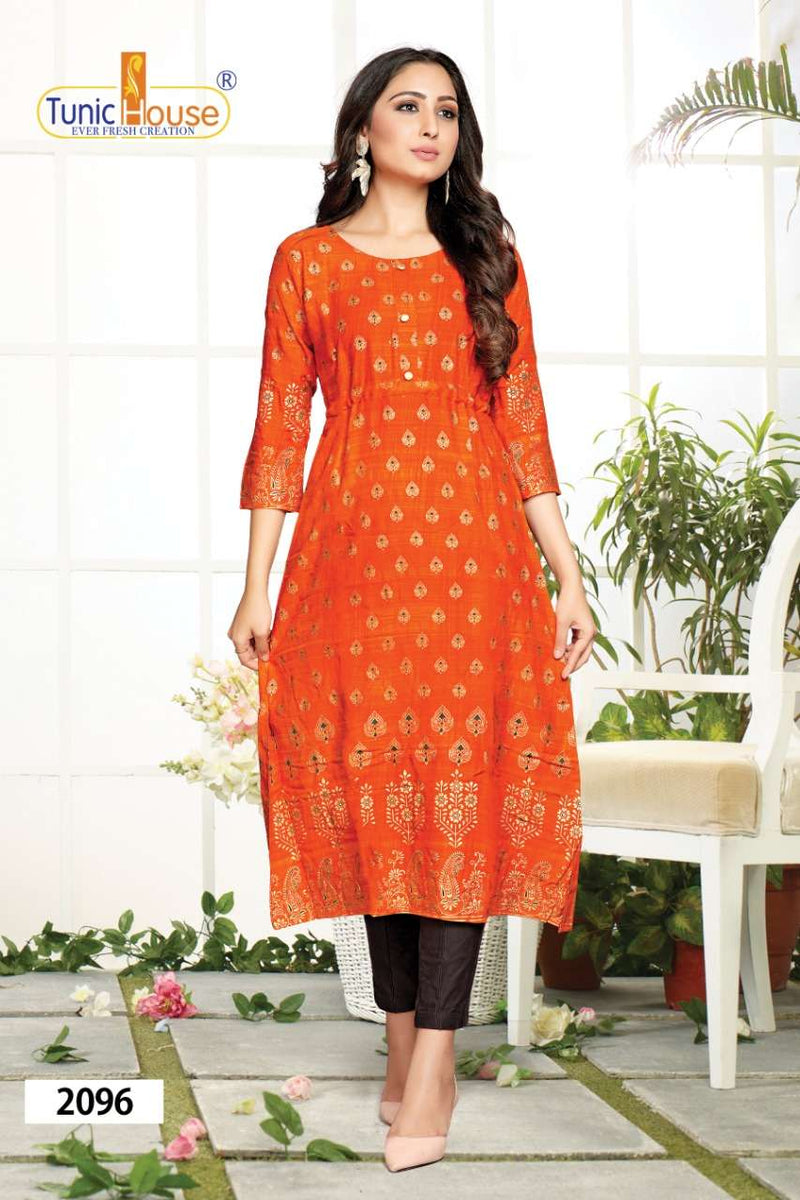 Tunic House Presents By Pracheen Super Foil 2 Viscose Rayon With Fancy Printed Designer Kurtis