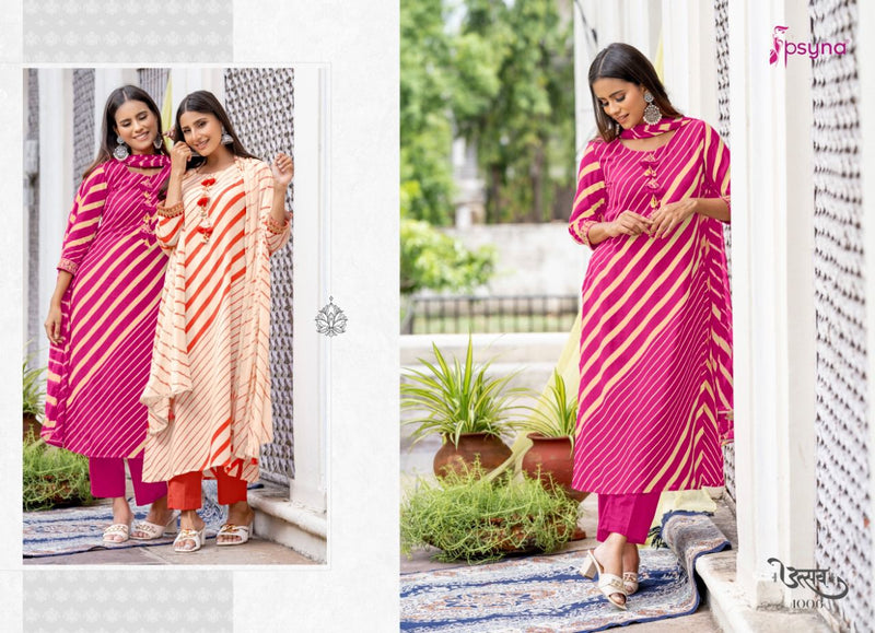 Psyna Utsav Dno 1001 To 1008 Rayon Printed Work Stylish Designer Party Wear Kurti