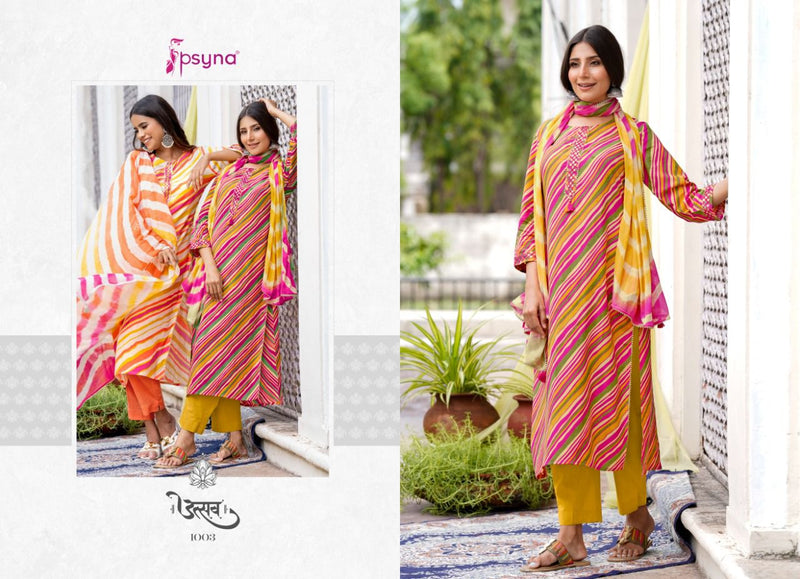 Psyna Utsav Dno 1001 To 1008 Rayon Printed Work Stylish Designer Party Wear Kurti