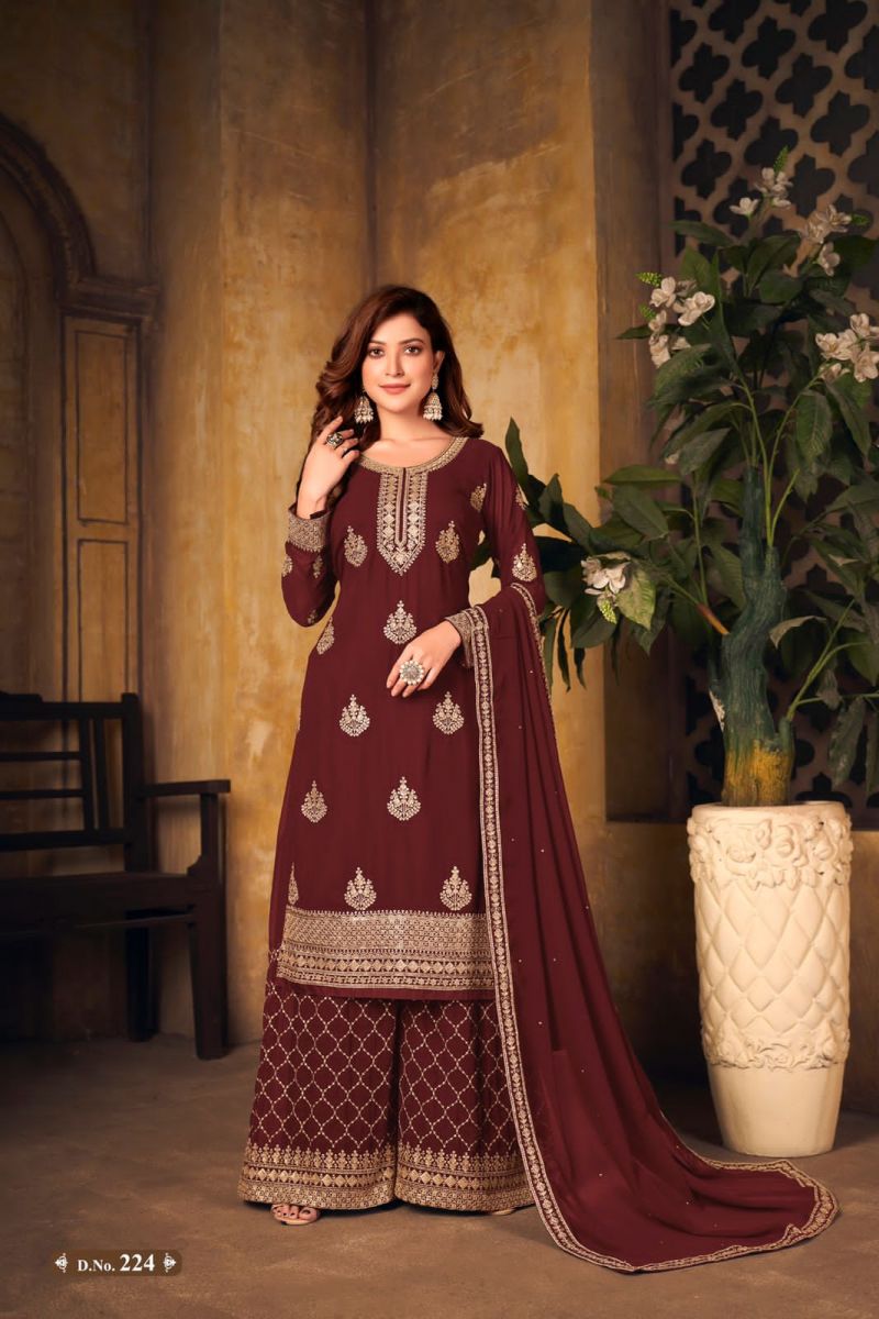 New Arrival Vaani Vol 22 Fox Georgette Designer Wedding Wear Salwar Suits With Plazo Bottom