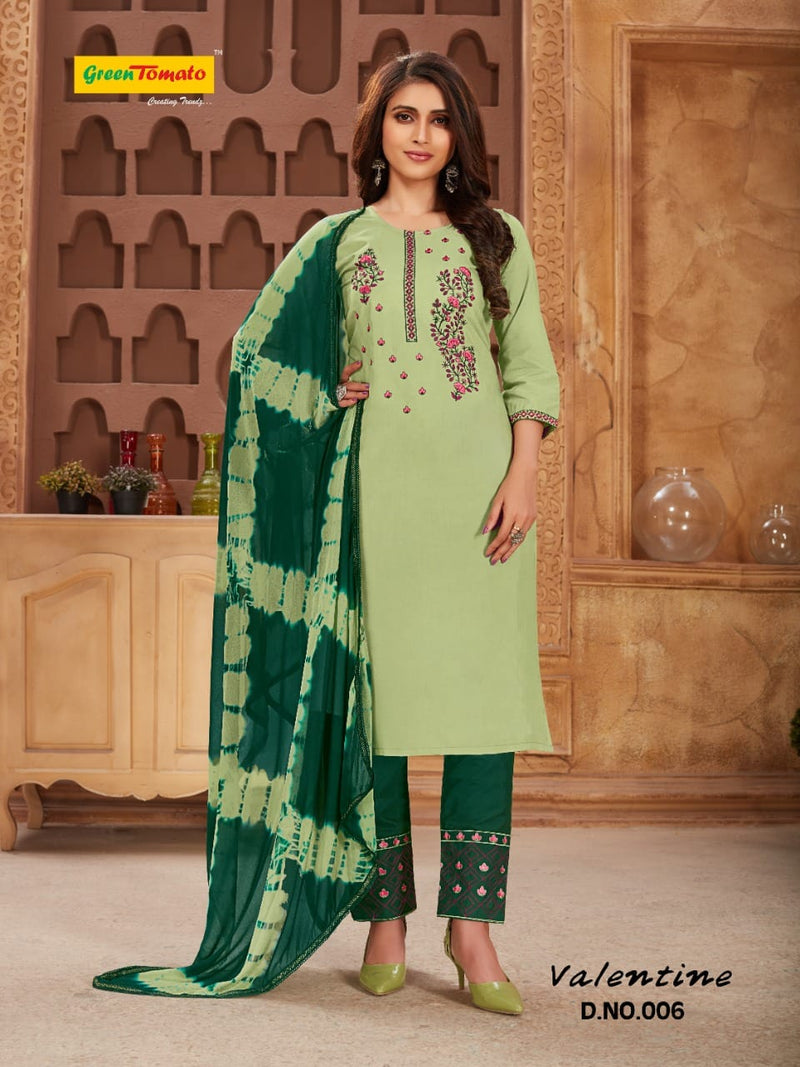 Green Tomato Valentine Cotton Stylish Designer Wear Kurti