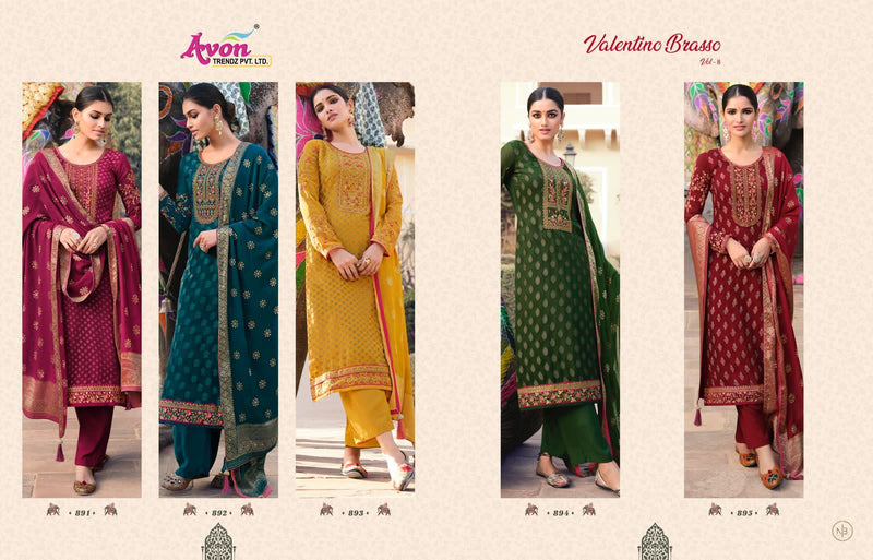 Avon Trendz Valentino Brasso Vol 8 Silk Brasso Party Wear Embroidered Salwar Kameez