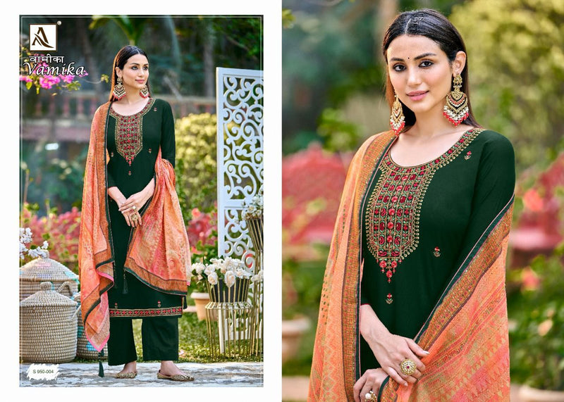 Alok Suits Vamika Jam Cotton Party Wear Salwar Suits With Fancy Embroidery