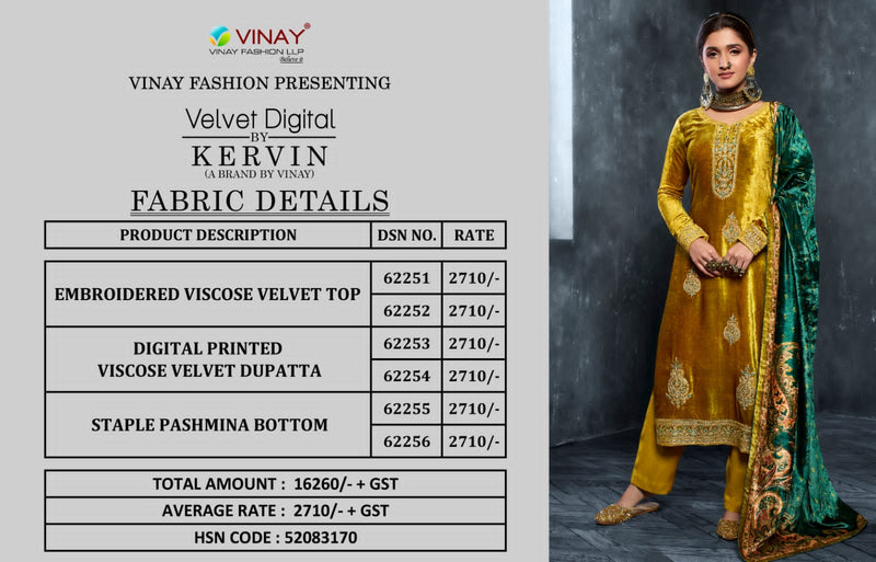 Vinay Fashion Kervin Velvet With Heavy Embroidery Work Stylish Designer Party Wear Salwar Kameez