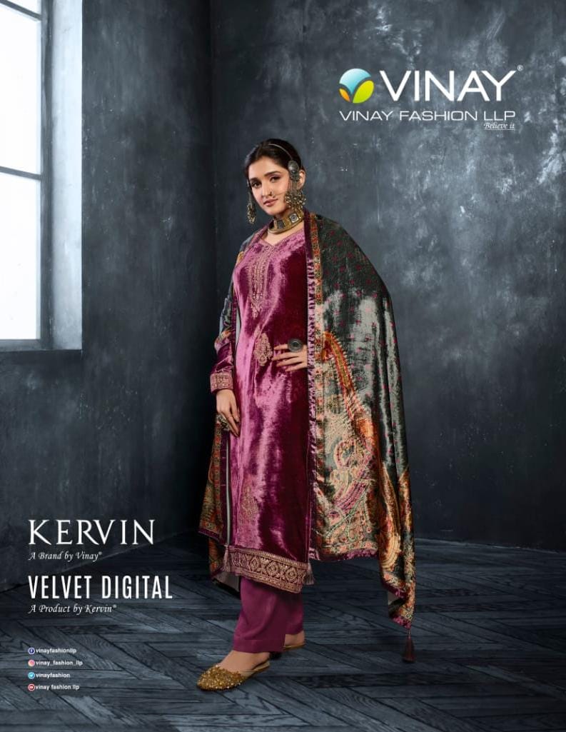 Vinay Fashion Kervin Velvet With Heavy Embroidery Work Stylish Designer Party Wear Salwar Kameez