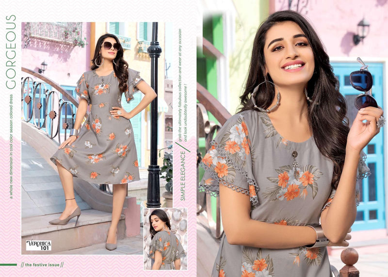 MF Veronica Rayon Printed Fancy Casual Wear Kurtis