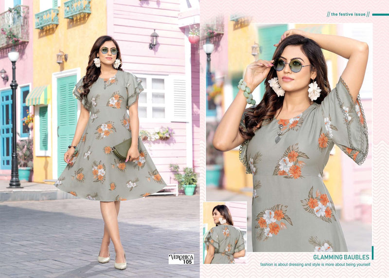 MF Veronica Rayon Printed Fancy Casual Wear Kurtis