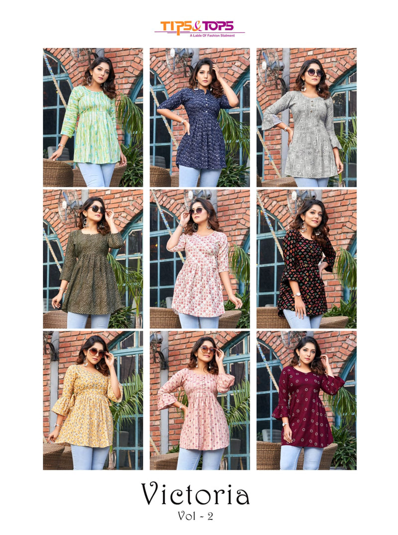 Tips & Tops Victoria Vol 2 Heavy Rayon Capsule Print Casual Wear Kurti