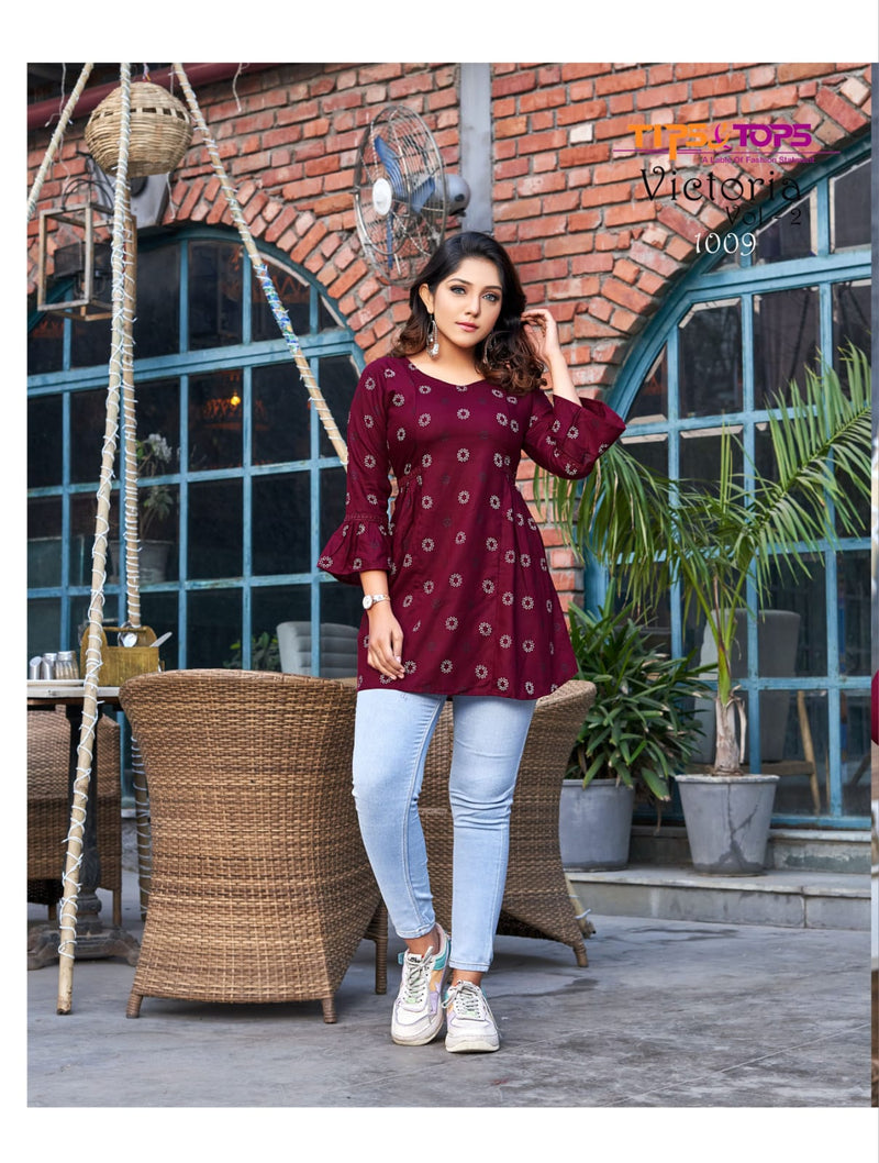 Tips & Tops Victoria Vol 2 Heavy Rayon Capsule Print Casual Wear Kurti