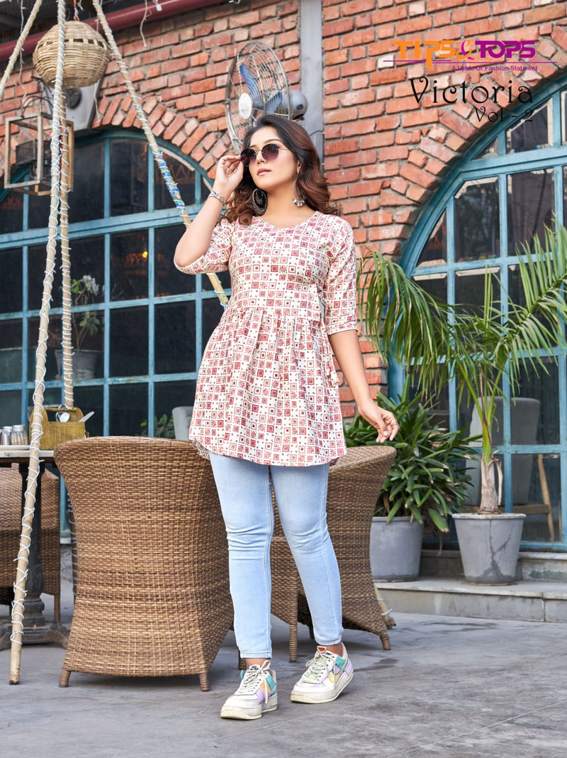 Tips & Tops Victoria Vol 2 Heavy Rayon Capsule Print Casual Wear Kurti