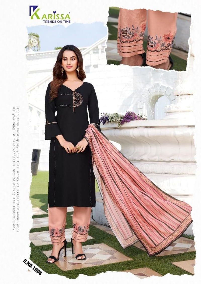 Karissa Vidisha Vol 4 NX Rayon Hand Work Designer Party Wear Kurtis With Plazo & Dupatta