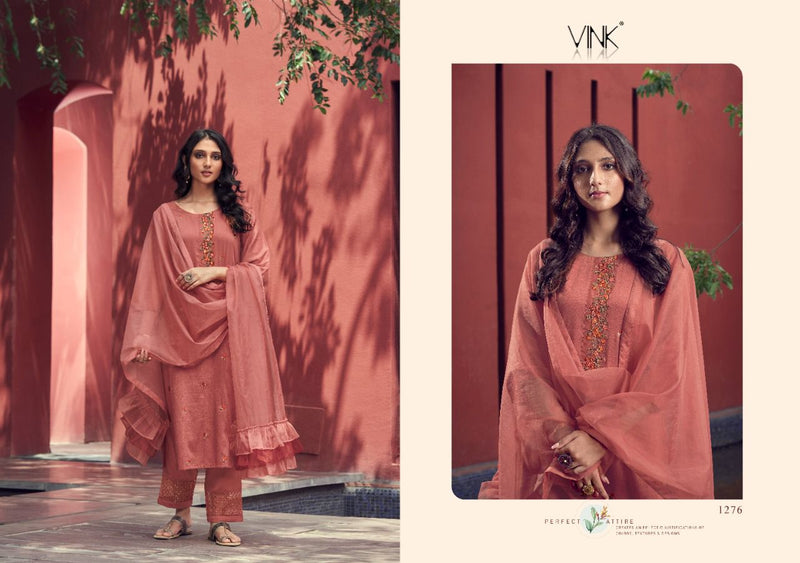 Vink Readymade Silk Kurta With Ruffles Dupatta $ Pants Party Wear