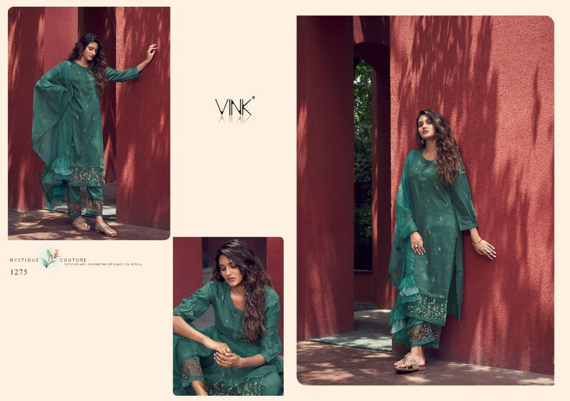 Vink Readymade Silk Kurta With Ruffles Dupatta $ Pants Party Wear