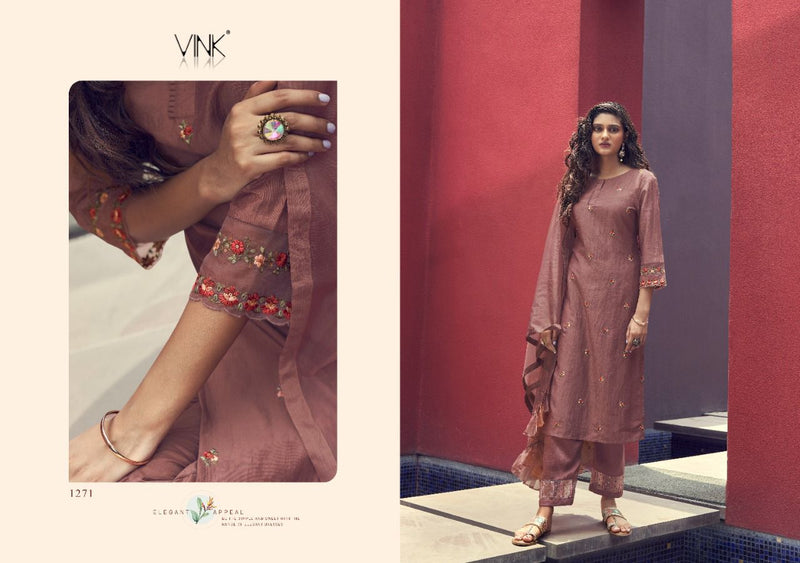 Vink Readymade Silk Kurta With Ruffles Dupatta $ Pants Party Wear