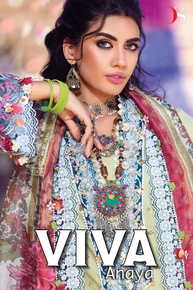 Deepsy Suit Viva Anaya Pure Cotton With Beautiful Heavy Embroidery Work Stylish Designer Pakistani Fancy Salwar Kameez