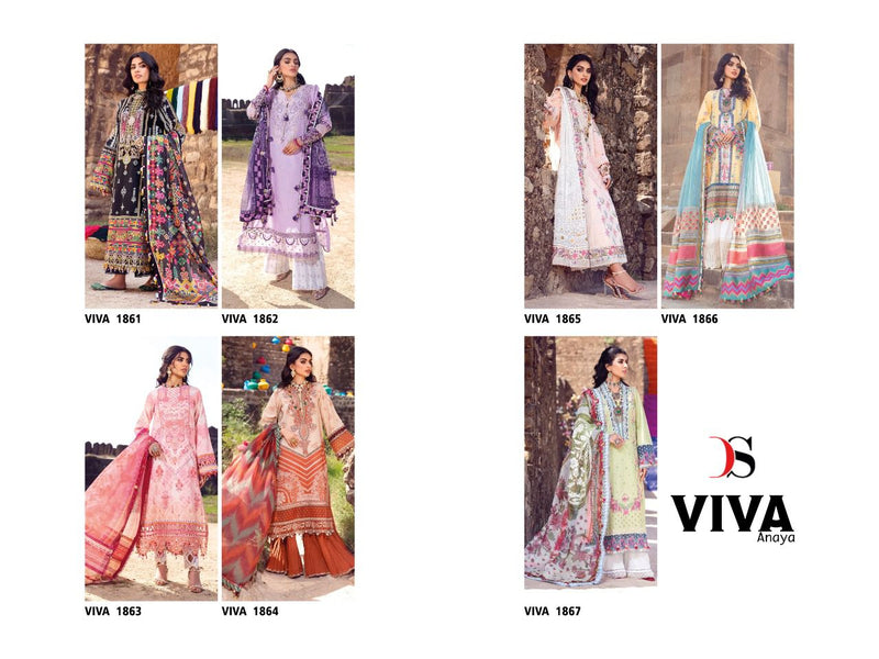 Deepsy Suit Viva Anaya Pure Cotton With Beautiful Heavy Embroidery Work Stylish Designer Pakistani Fancy Salwar Kameez