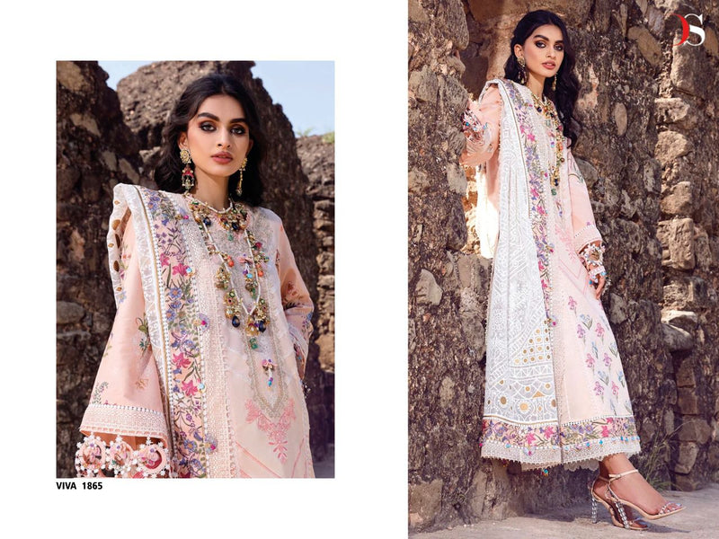 Deepsy Suit Viva Anaya Pure Cotton With Beautiful Heavy Embroidery Work Stylish Designer Pakistani Fancy Salwar Kameez