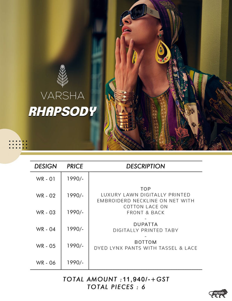 Varsha Fashion Rhapsody Luxury Lawn Digital Printed Stylish Wear Salwar Suit