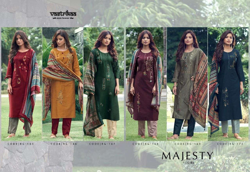 Vastrikaa Majesty Vol 5 Chanderi Silk With Heavy Work Readymade Kurti Bottom With Dupatta