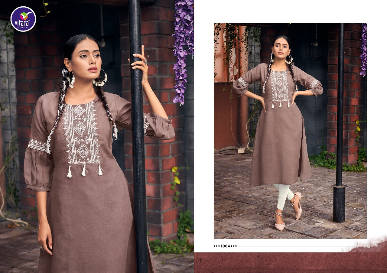 Vitara Fashion Ratina Linen Fancy kurti