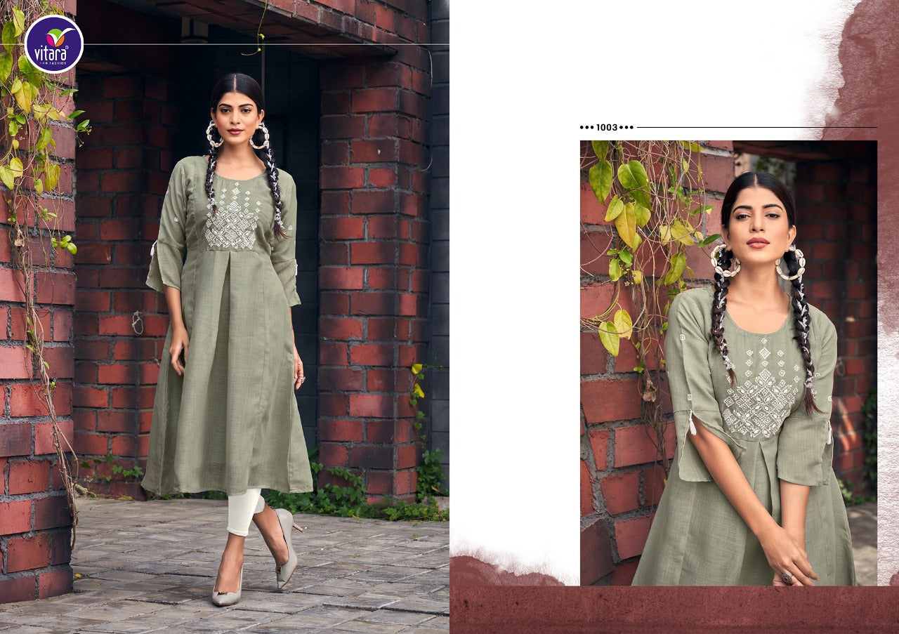 Vitara Fashion Ratina Linen Fancy kurti