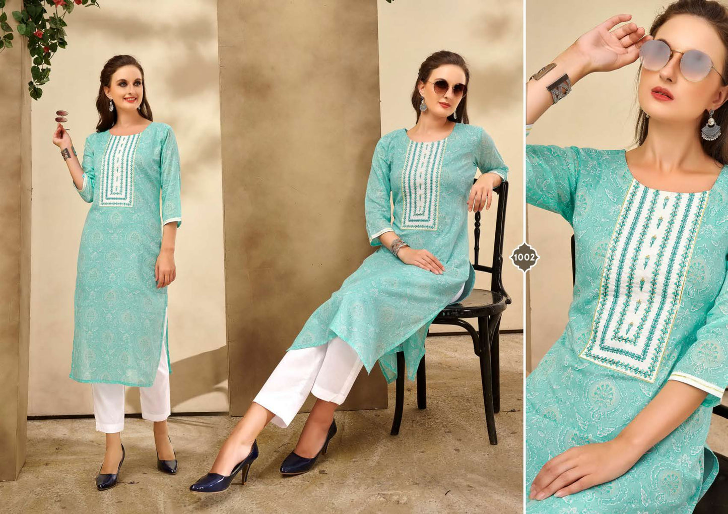 Vitara Fashion Sunshine Mulmul Foil Print Fancy Kurti