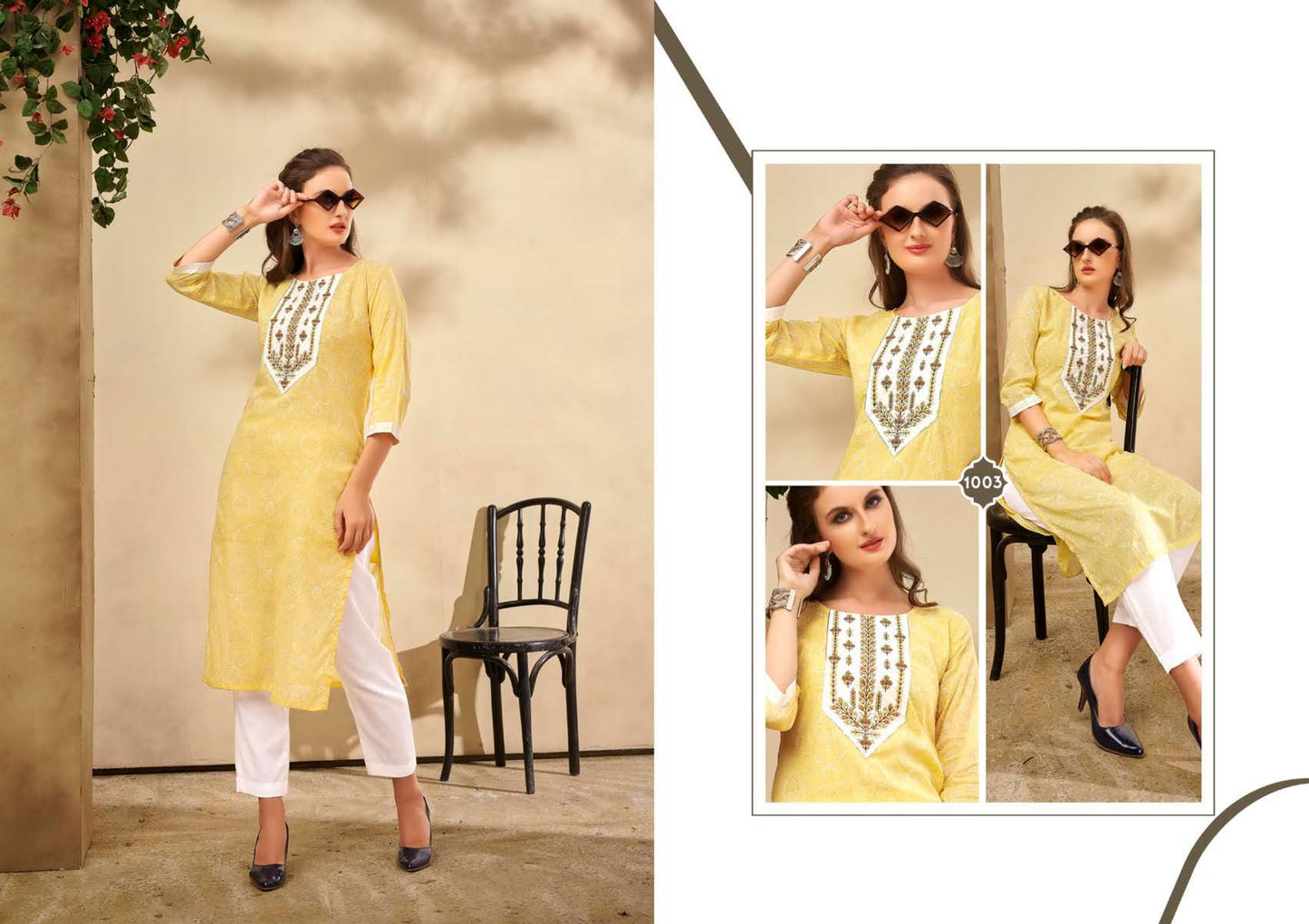 Vitara Fashion Sunshine Mulmul Foil Print Fancy Kurti