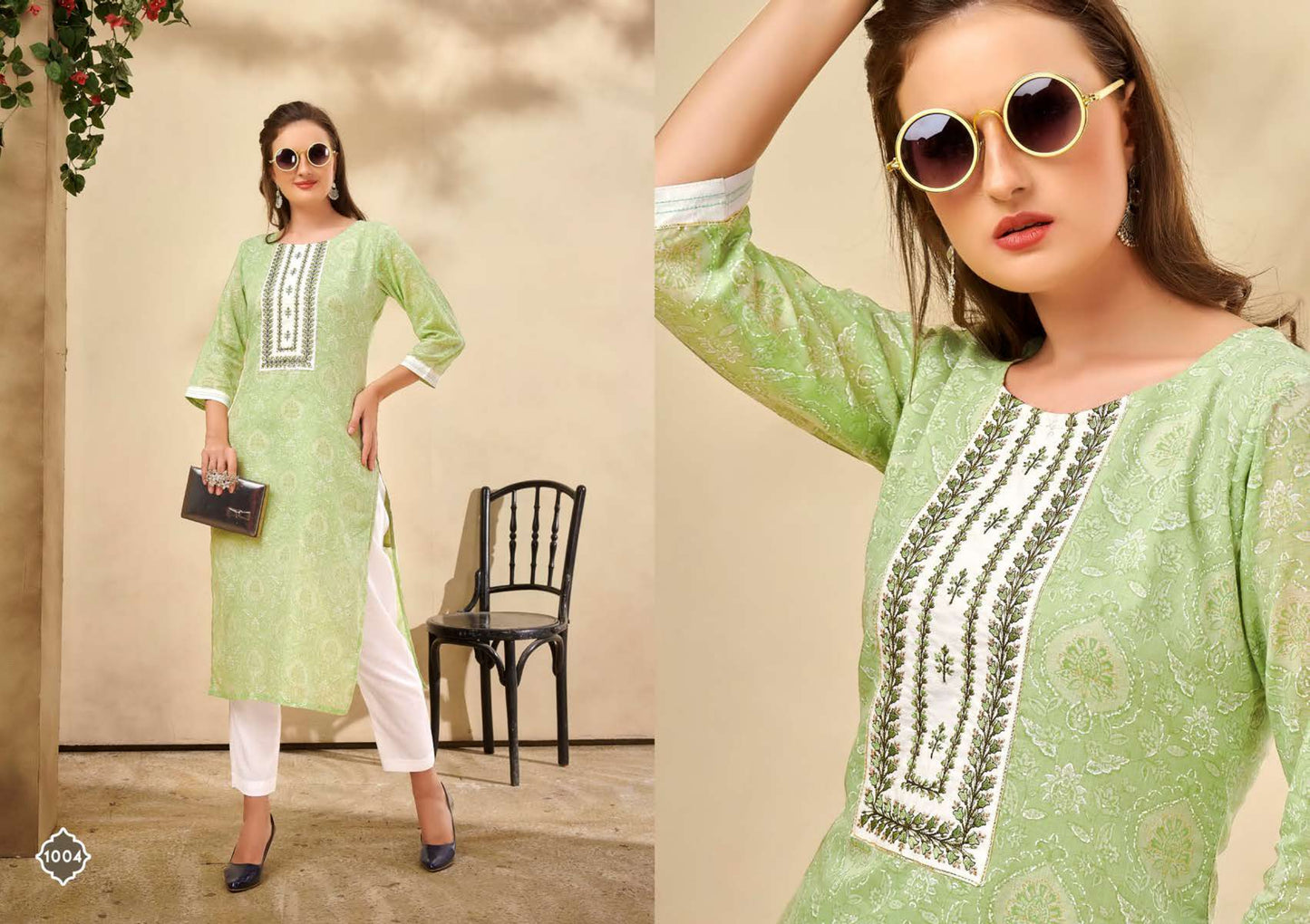 Vitara Fashion Sunshine Mulmul Foil Print Fancy Kurti