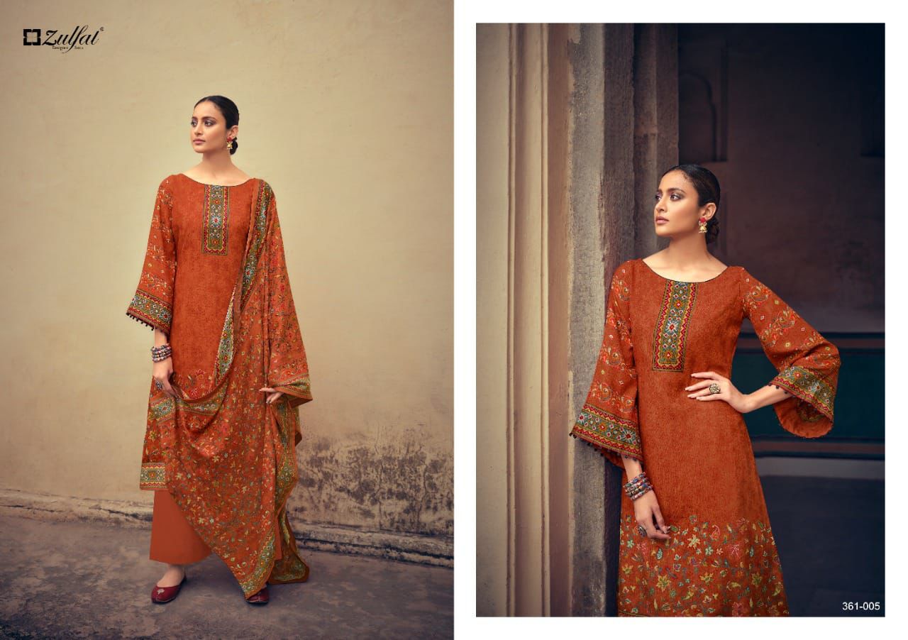 Zulfat Winter Clustor Pashmina With Printed work Stylish Designer Casual Wear Salwar Kameez