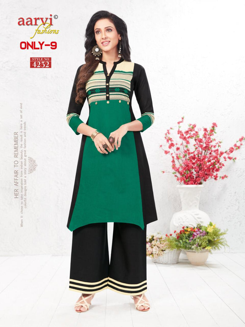 Aarvi Fashion Only 9 Heavy Cotton Fancy Kurtis With Plazo