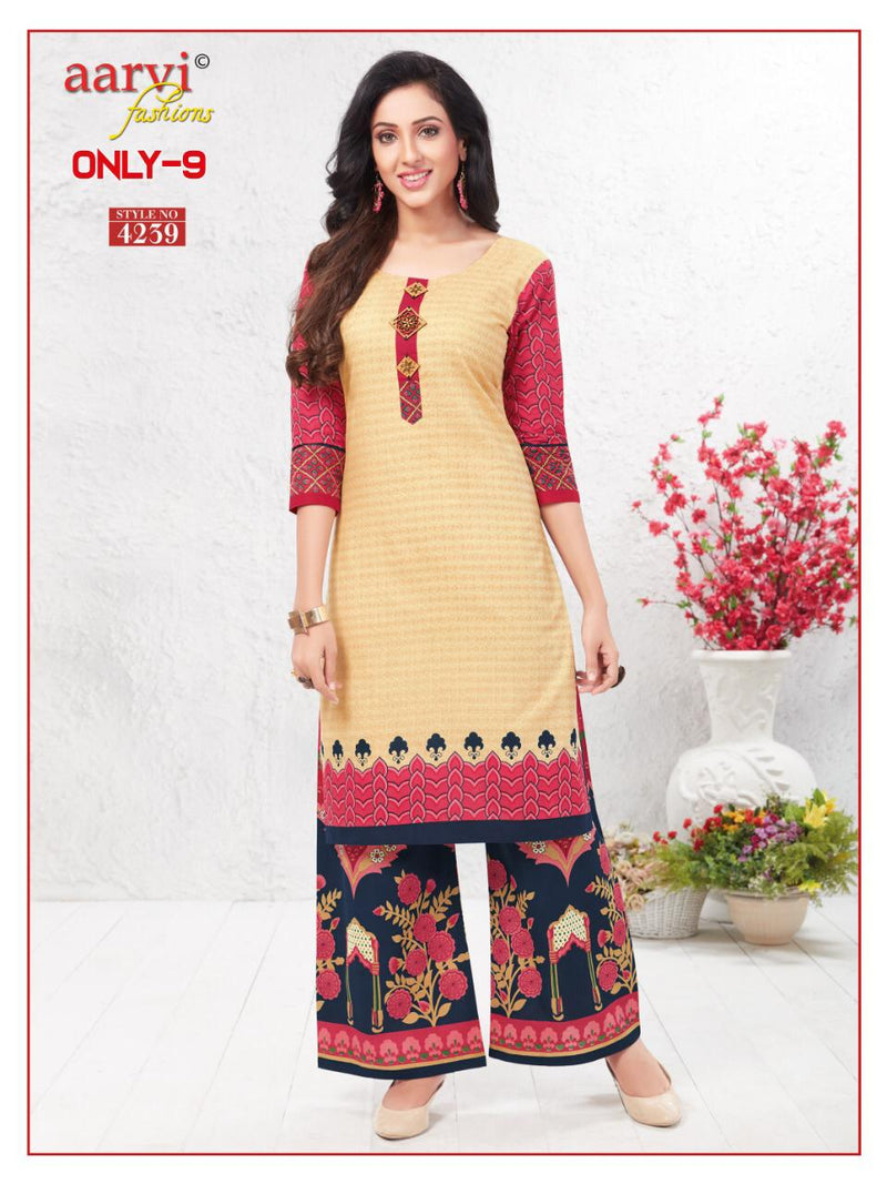 Aarvi Fashion Only 9 Heavy Cotton Fancy Kurtis With Plazo